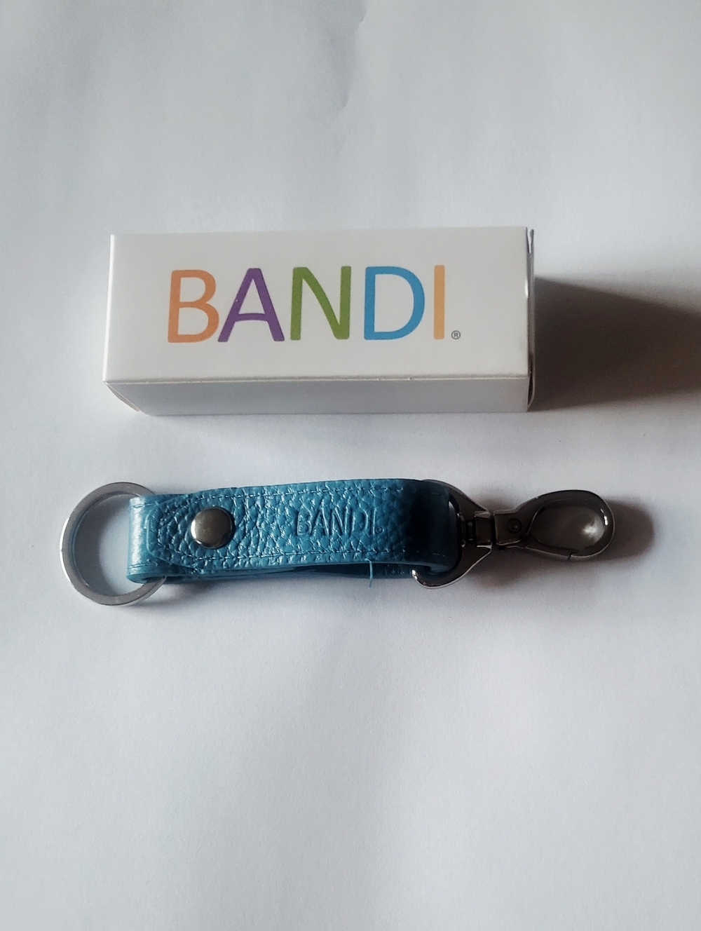 BANDI Teal Leather Keychain
